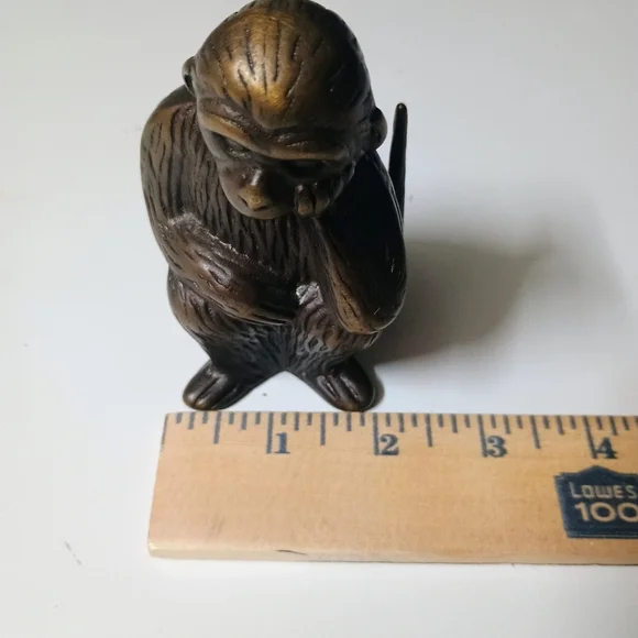 Levenger Vtg Bronze Brass Monkey Ape Ring Mail Letter Holder Paper Weight Desk - Picture 7 of 10